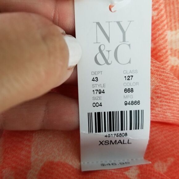 NY&CO coral and peach graphic elastic bottom top - Picture 8 of 8